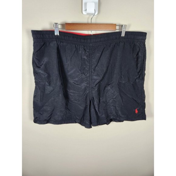 Polo Ralph Lauren Swim Trunks Mens XXL 2XL  Black Red Pony Mesh Lined Drawstring - Picture 1 of 11